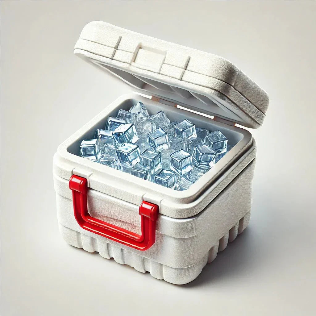 Kayak cooler add-on with ice inside, ready for drinks and snacks.