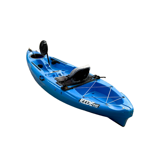 10' outfitted fishing kayak rental with seat and storage for fishing trips.